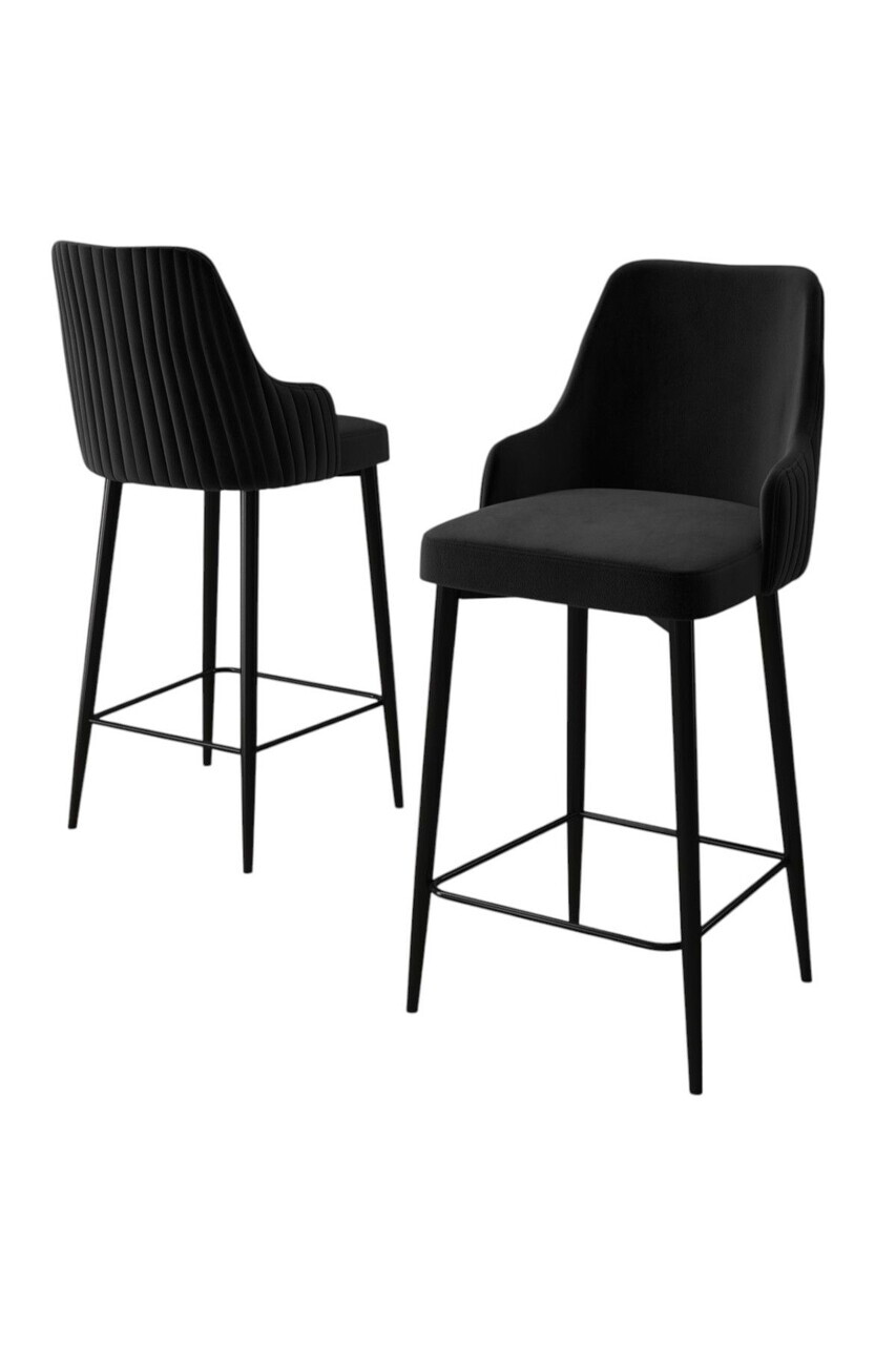 Set scaun de bar (2 bucăți), Hanah Home, Tera, Negru — imaginea 2