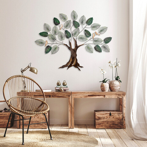 Decoratiune de perete, alder, metal, dimensiune: 117 x 92 cm, multicolor