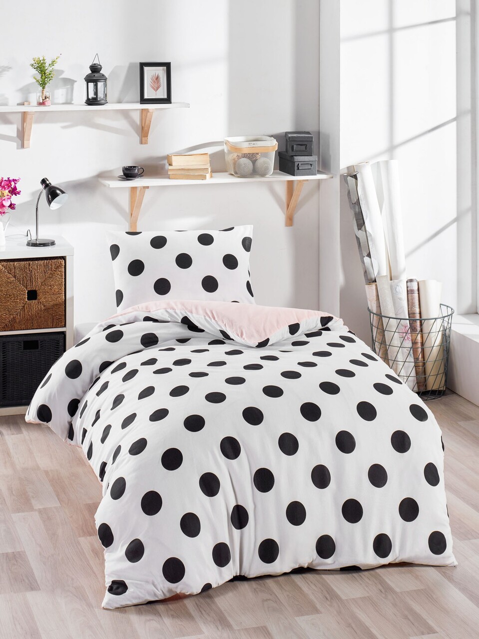 Lenjerie de pat pentru o persoana 2 piese, Mixpuan, Eponj Home, 65% bumbac/35% poliester