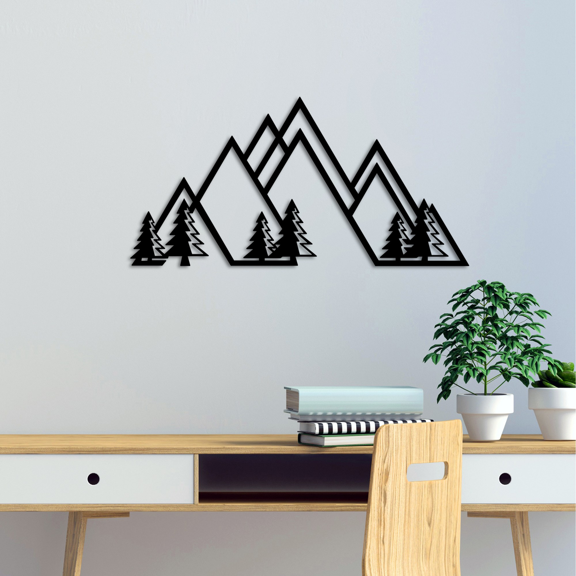 Decoratiune de perete, Mountain, 70 x 35 cm, Negru
