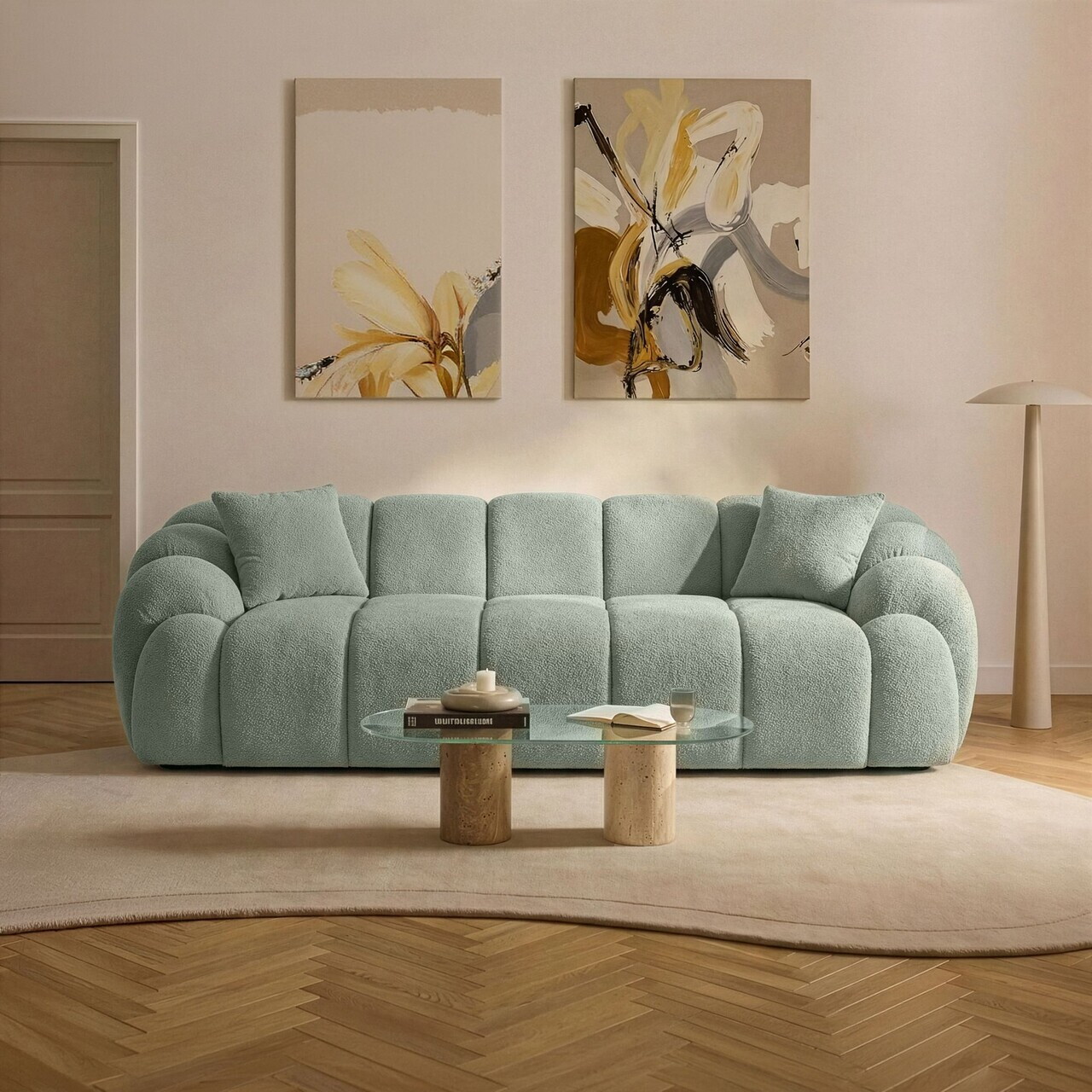 Canapea 3 locuri, Atelier del Sofa, 752EST1132, Lemn de carpen/PAL melaminat, Turcoaz - view 2