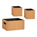 Set 3 cutii cu capac Cork, Gift Decor, 30 x 16.5 x 14 cm, MDF/pluta