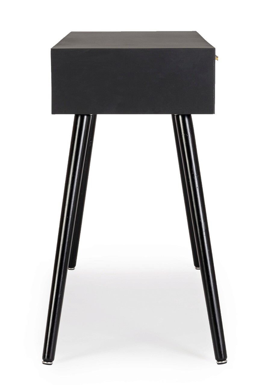 Consola Josine, Bizzotto, 110 x 40 x 78 cm, MDF/ratan/lemn de pin, negru