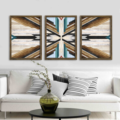 Set 3 tablouri decorative, tah105, mdf, lemn, multicolor