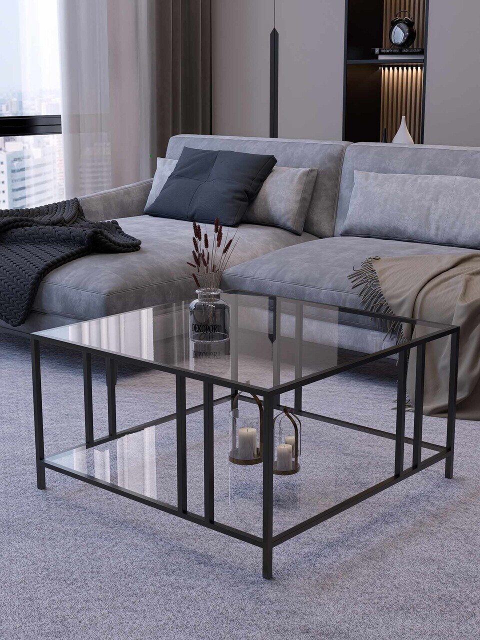 Masuta de cafea, Hanah Home, Bakü, 75x45x75 cm, Negru
