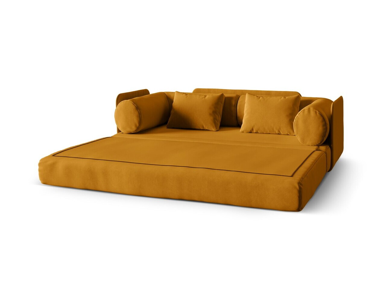 Canapea extensibila 3 locuri, Dreamy, Micadoni Home, 206x95x70 cm, catifea, galben — imaginea 4