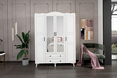 Dulap pentru haine, Glenevis, Bahar 614, 140x188x50 cm, Alb Glenevis