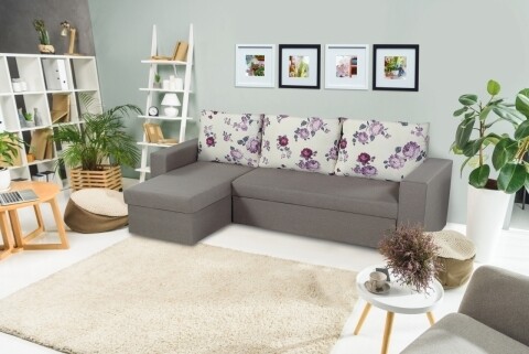 Coltar Extensibil Reversibil Oslo Grey Magnolia Cu Lada De Depozitare, 247x148x78 Cm