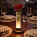 Lampa de masa reincarcabila Flora, Beper, 10.5x22 cm, metal/plastic, maro/transparent