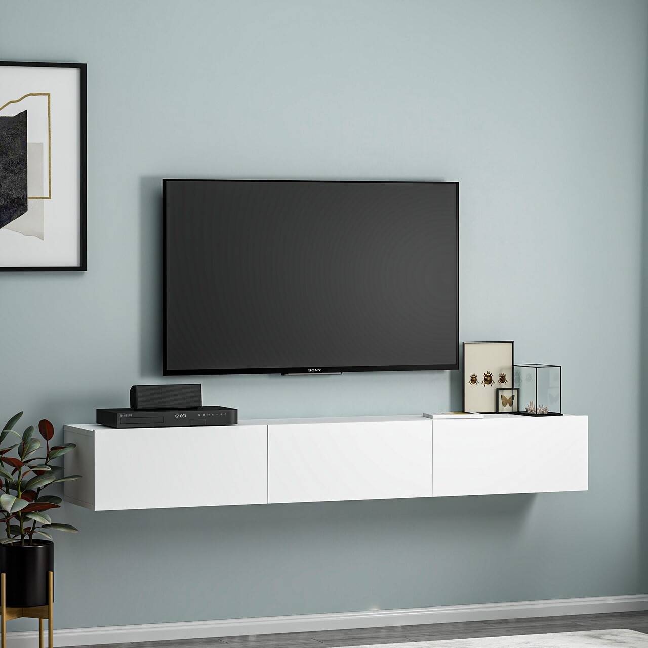 Comoda TV, Inarch, Terra, 180x26x31 cm, PAL, Alb