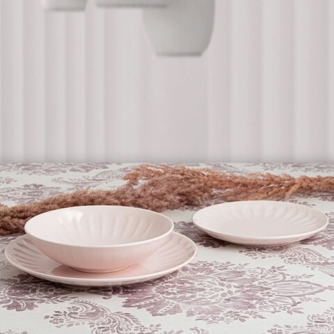 Set 12 farfurii pentru desert, Bidasoa, Romantic, Ø 21 cm, ceramica, roz