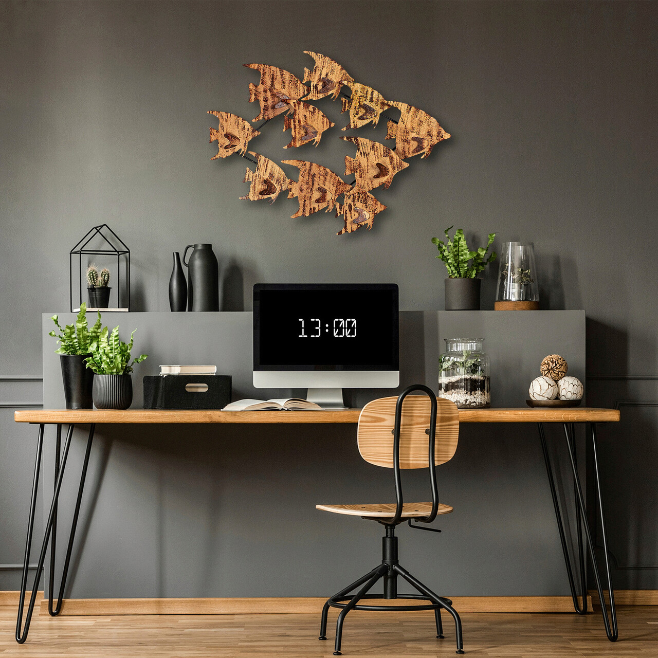 Decoratiune de perete, Melek v2, Metal, Dimensiune: 83 x 58 cm, Multicolor - 1 | YEO