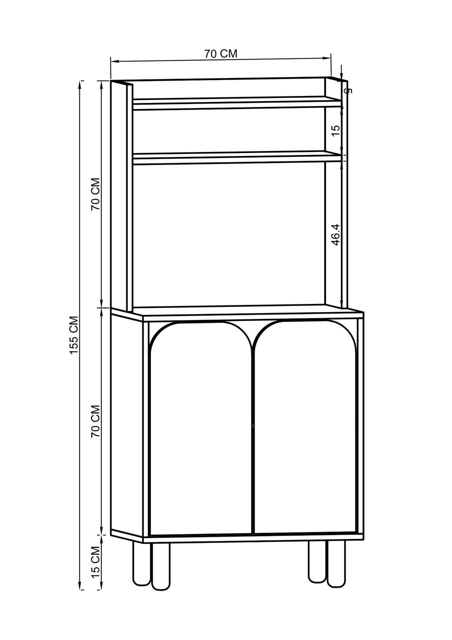 Dulap multifunctional, Hanah Home, Parma 3, 105x155x40 cm, PAL, Maro - view 5