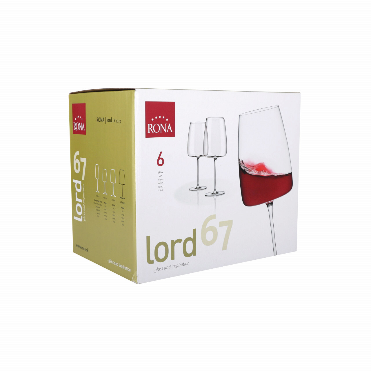 Set 6 pahare pentru vin Lord, Rona, 670 ml, sticla, transparent