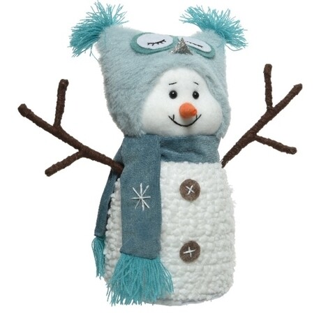 Decoratiune Snowman C, Decoris, poliester, alb/albastru