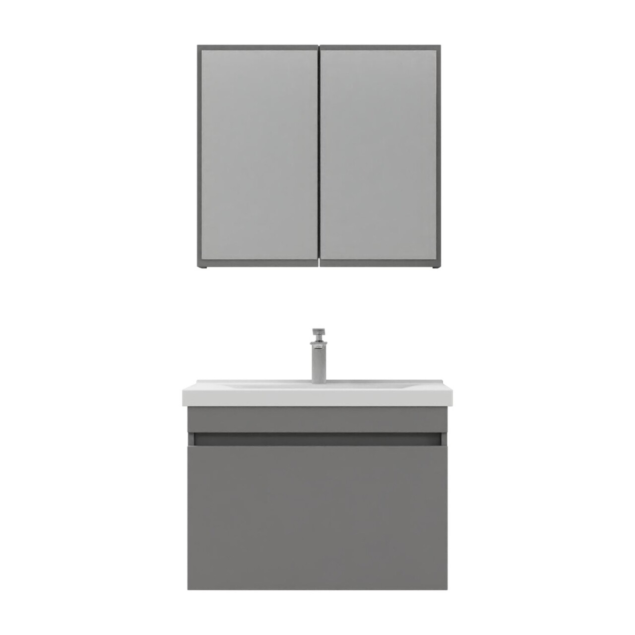 Set mobilier de baie (2 piese), Hanah Home, Bellezza 80, Gri Mat - view 5