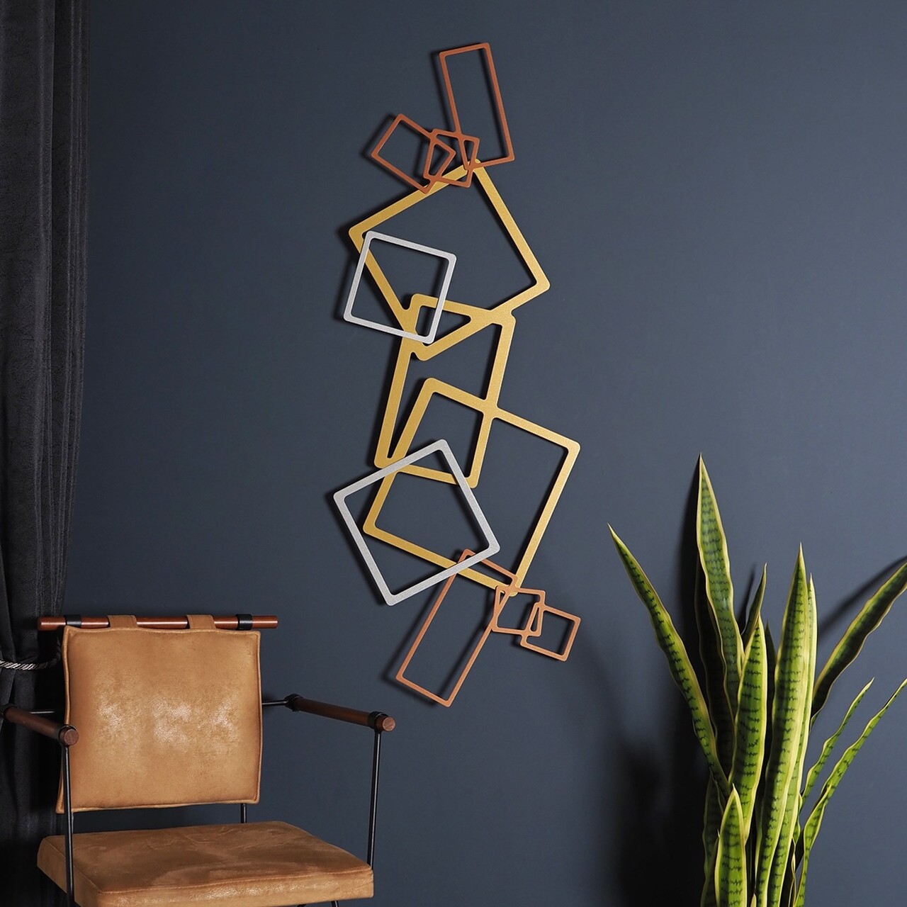 Decoratiune de perete, APT753LAGB, Dimensiuni: 45 x 116 cm, Aur / Argint / Cupru - view 3
