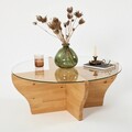 Masuta de cafea, Neostill, Amphora, 92x36x92 cm, Sticla temperata , Maro