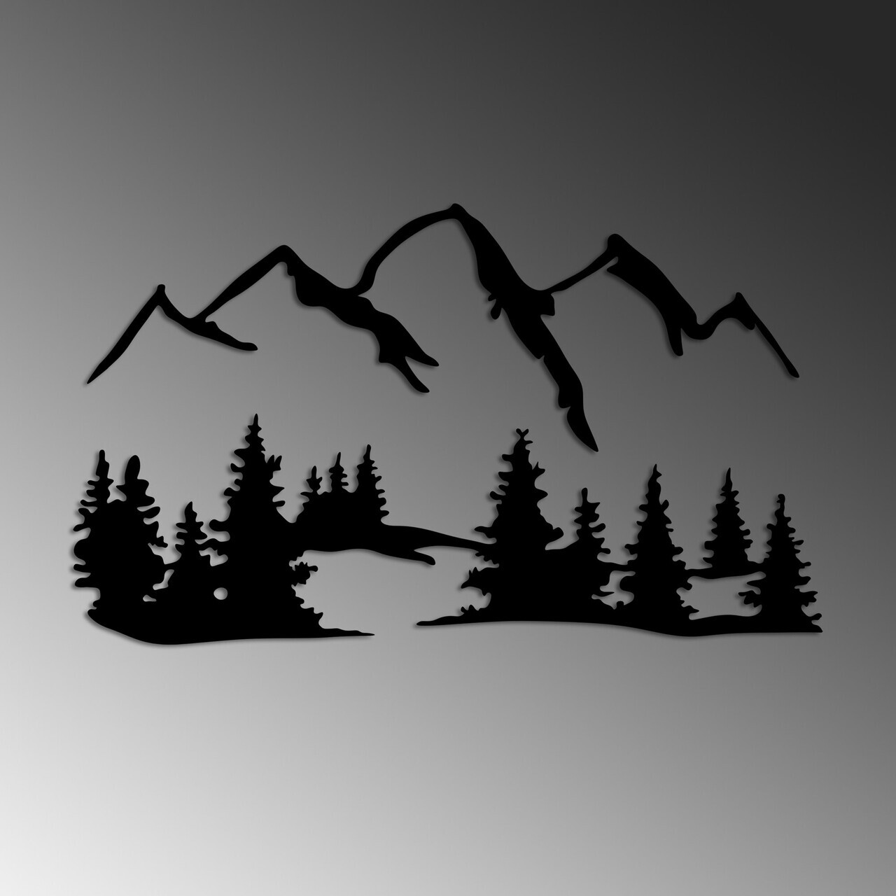 Decoratiune de perete, Nature And Mountain, Dimensiune: 66 x 23 cm (1 bucată), Negru — imaginea 4