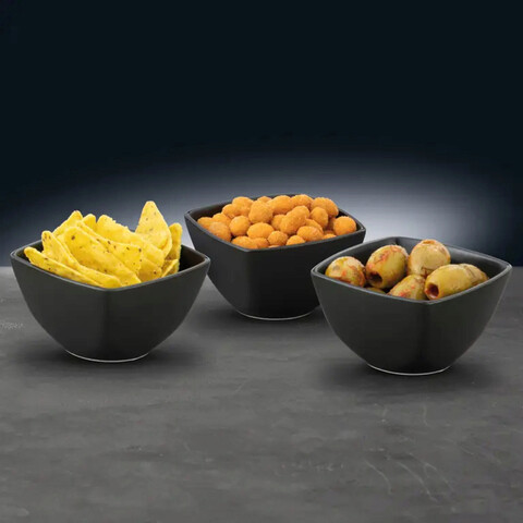 Set 3 boluri servire salsa, ambition, 8.3 x 8.3 x 4.8 cm, 140 ml, portelan, negru