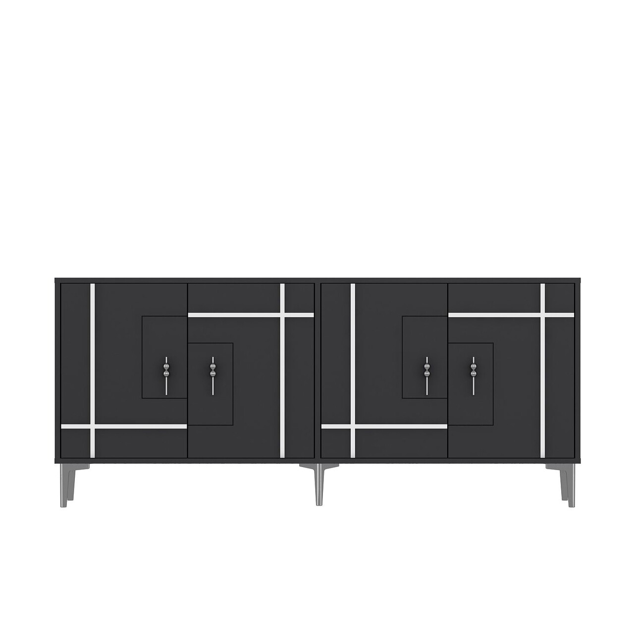 Consola, Hanah Home, Simge, 180x78.6x35 cm, PAL , Antracit / Argintiu - view 3