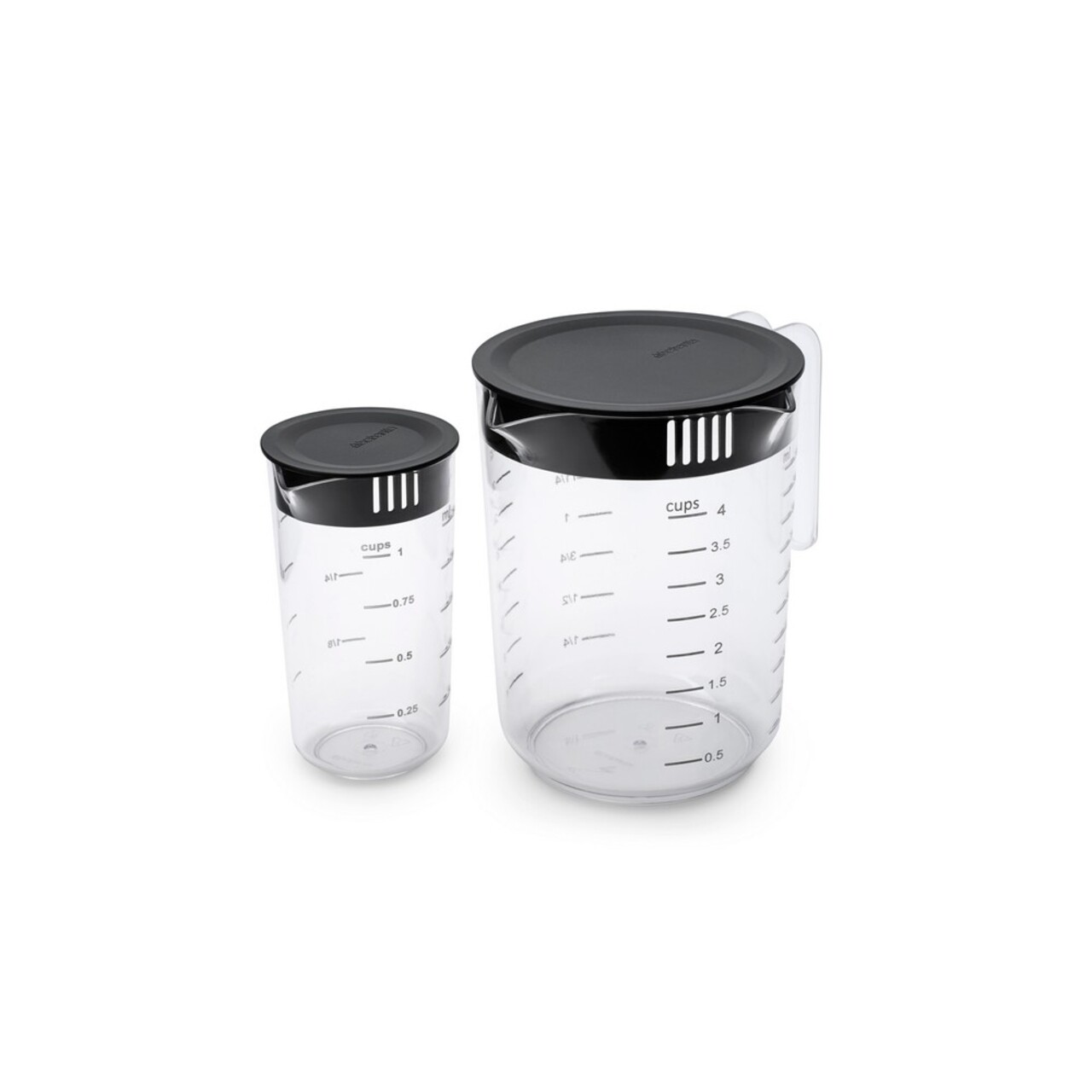 Set cana gradata pentru masurat 2 piese, Brabantia, Tasty+, 1 L, 250 ml, plastic, gri inchis - 1 | YEO