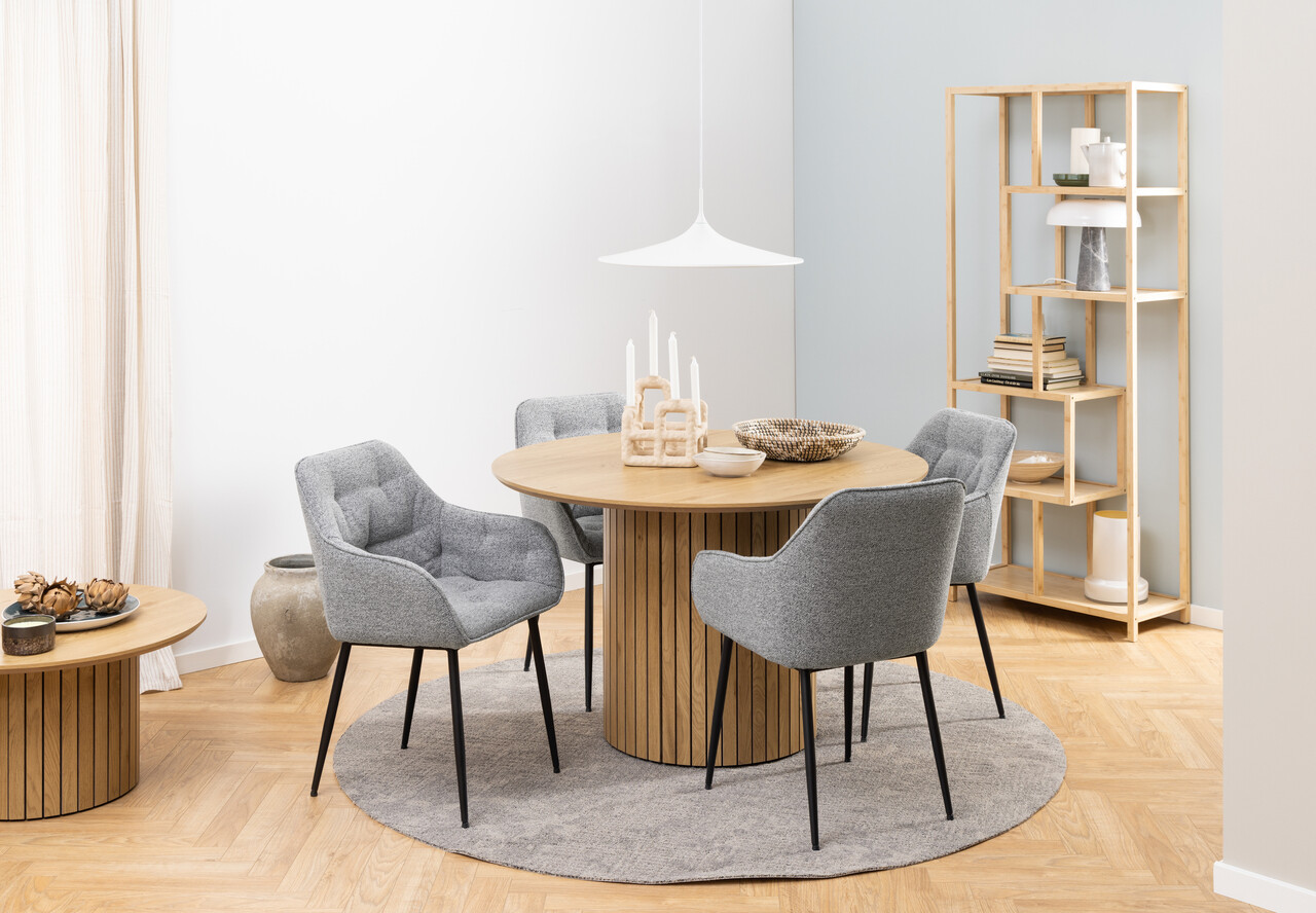 Scaun Brooke, Actona, 58x55x83 cm, tesatura Boucle/otel, gri - view 4