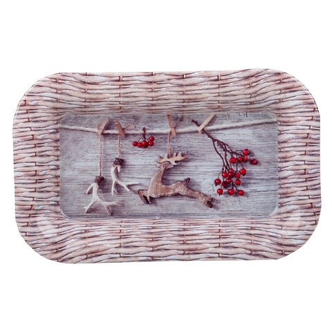 Tava pentru servire Reindeer Creaciones Meng, 18.5x11 cm, metal