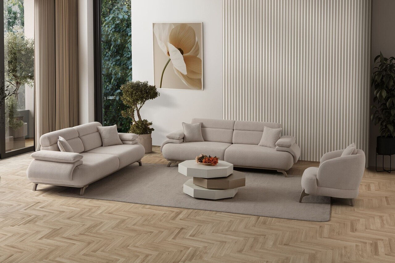 Canapea 3 locuri, Atelier del Sofa, 752EST1135, Lemn de carpen/PAL melaminat, Bej - view 4
