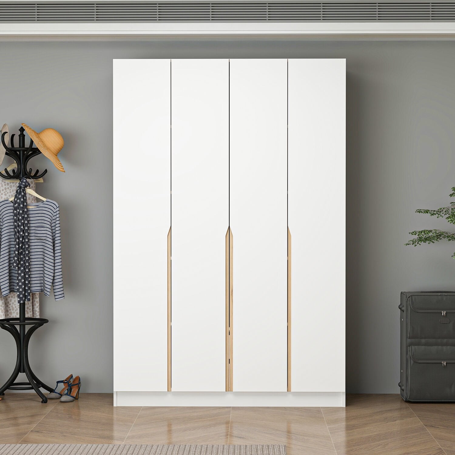 Dulap pentru haine, Hanah Home, Alin, 140x210x52 cm, Alb / Stejar