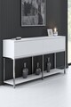 Consola, Bexley, Lord, 150x80x30 cm, PAL, Alb / Argintiu