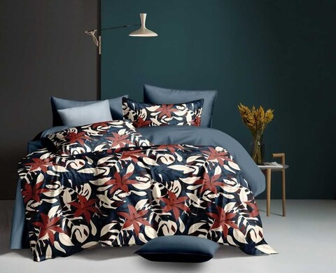 Lenjerie de pat dubla, king size, 4 piese, bs004, policoton, multicolor