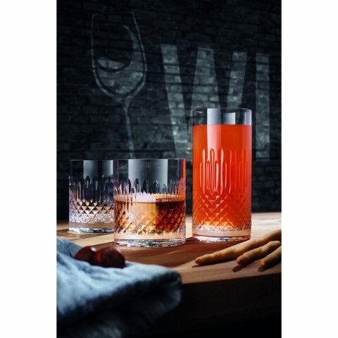 Set 4 pahare whisky, Diamante D.O.F., Luigi Bormioli, 354 ml, sticla cristal