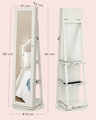 Dulap rotativ pentru bijuterii cu oglinda, Songmics, 55x161 cm, PAL/sticla, alb