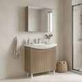 Set Dulap de Baie cu Chiuvetă și Oglindă (2 Piese), Hanah Home, Purus 80, Stejar