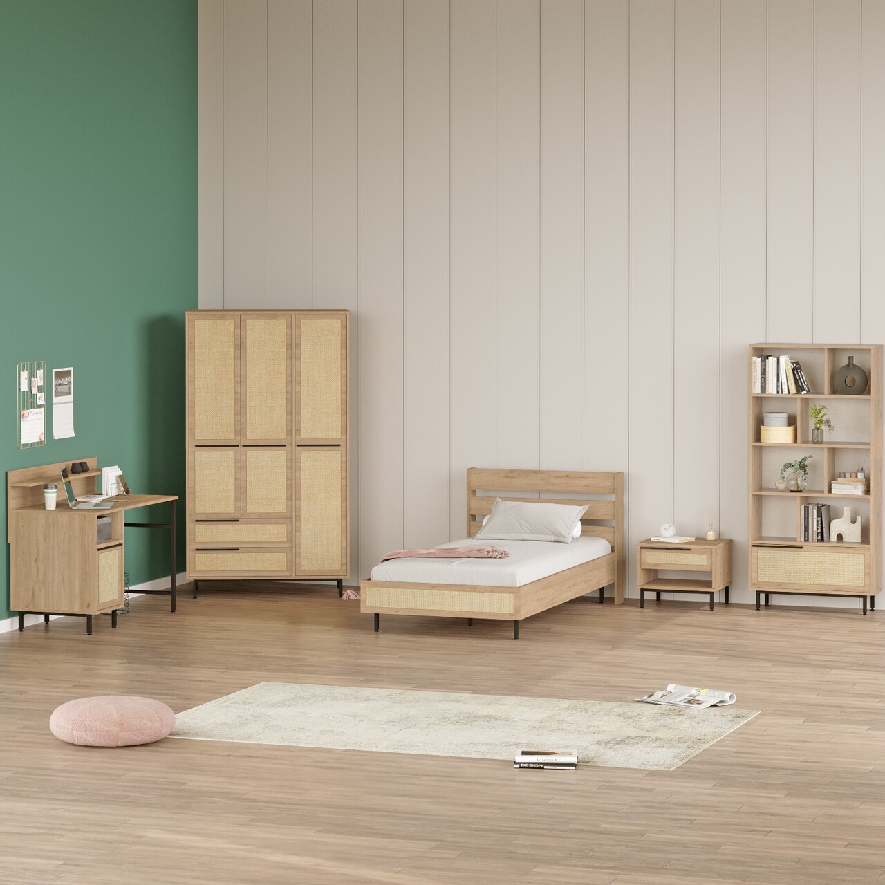 Set dormitor pentru copii, Locelso, ON25-SU, Stejar