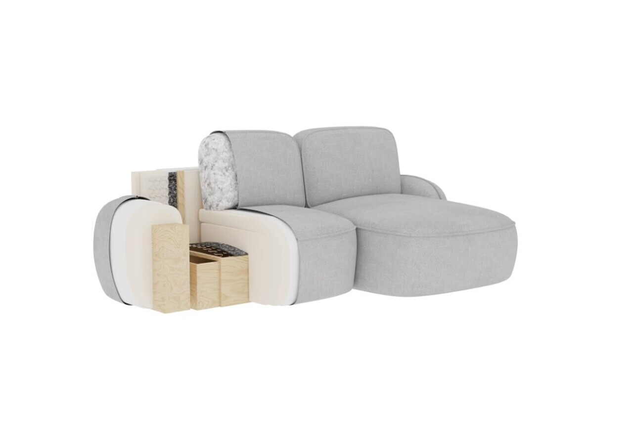 Coltar extensibil dreapta 3 locuri ELTAP, Tesalia, 240x150x93 cm, lemn/catifea din poliester, bej deschis — imaginea 13