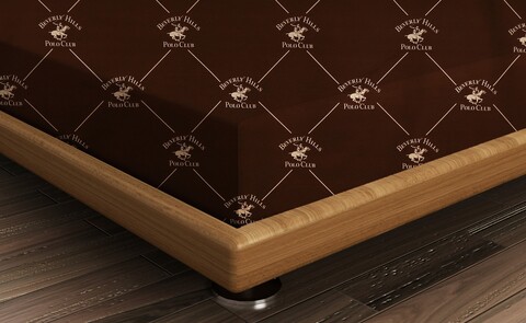 Cearceaf de pat cu elastic, 140×190 cm, 100% bumbac ranforce, Beverly Hills Polo Club, BHPC 006, maro
