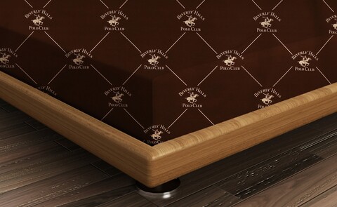 Cearceaf de pat cu elastic, 140x190 cm, 100% bumbac ranforce, Beverly Hills Polo Club, BHPC 006, maro