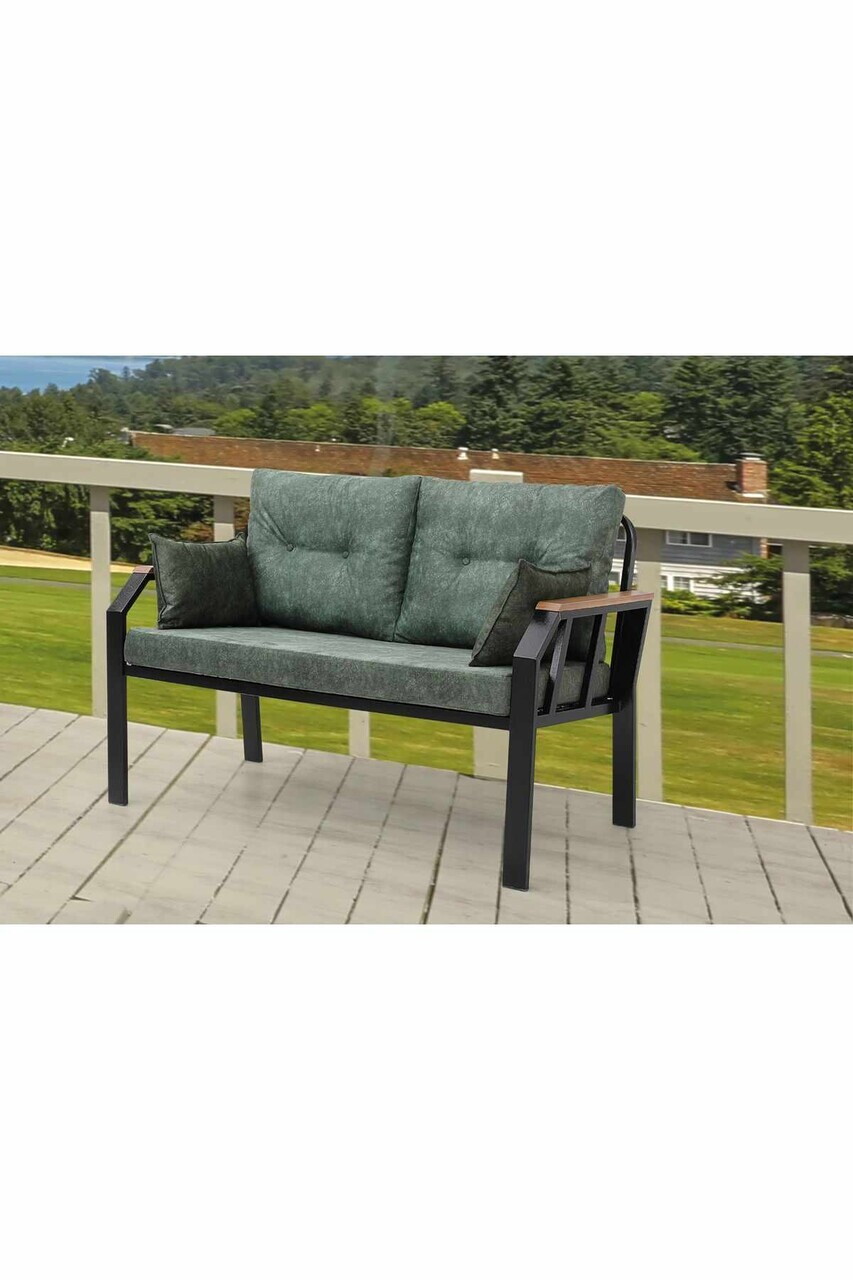 Set mobilier de gradina, Hanah Home, Nergiz 2+1+1, Metal, Verde/Negru - view 3