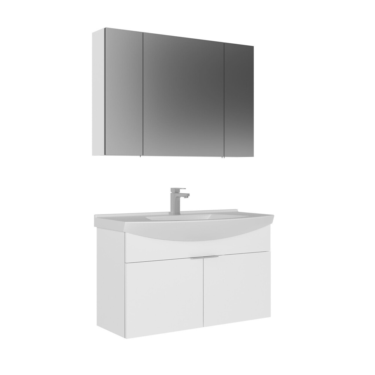 Set Dulap de Baie cu Chiuvetă și Oglindă (2 Piese), Hanah Home, Purus 100, Alb — imaginea 2