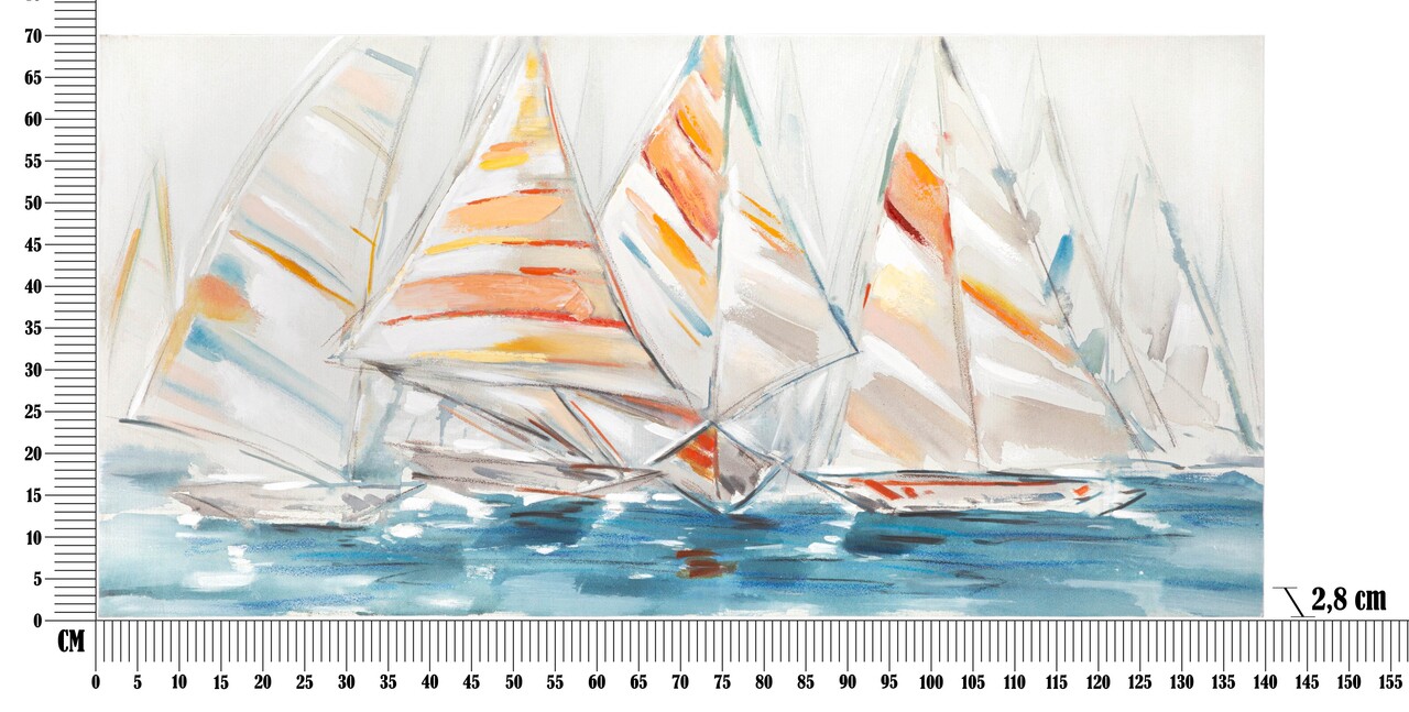 Tablou decorativ, Reggata, Mauro Ferretti, 140 x 70 cm, canvas pictat/lemn de pin, multicolor - view 6