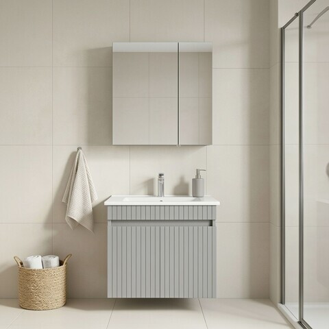 Set Dulap de Baie cu Chiuvetă și Oglindă (2 Piese), Hanah Home, Tivoli 65, Cașmir mat