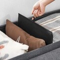 Bancheta cu spatiu pentru depozitare Ottoman Classic, Songmics, 110 x 38 x 38 cm, pliabila, imitatie in/MDF, gri inchis