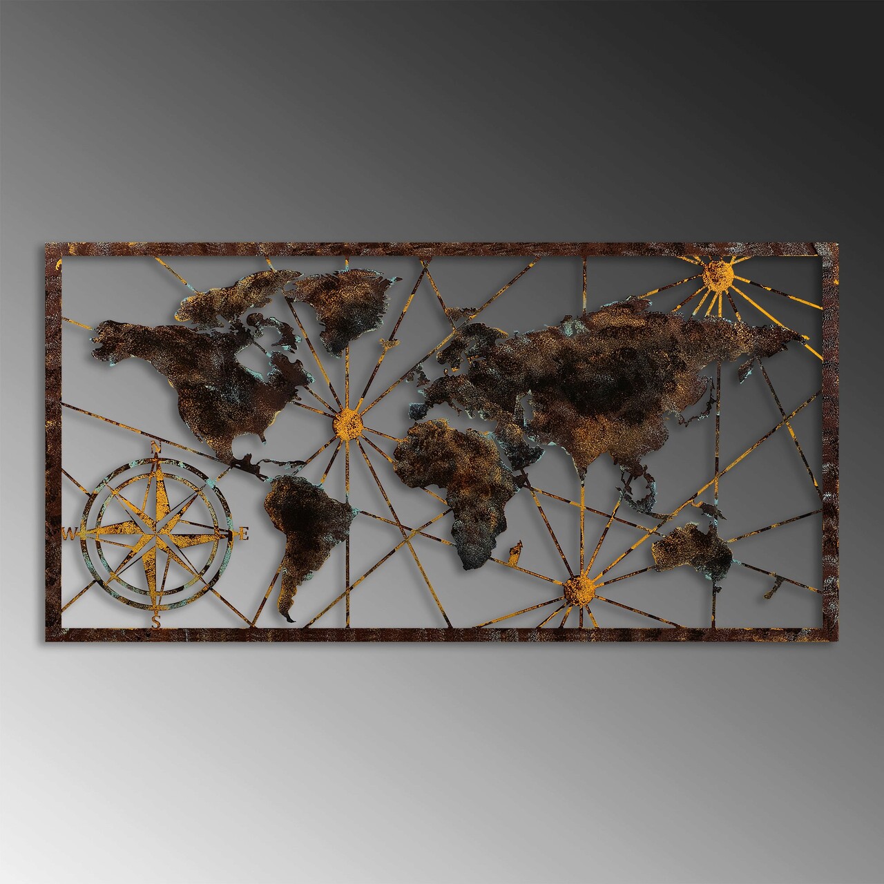 Decoratiune de perete, World Map Large, Lățime: 120 cm Înălțime: 60 cm, Multicolor - view 4