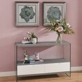Consola cu 2 sertare, Norrel, L.120 l.40 H.76, pal/mdf/sticla, alb/gri