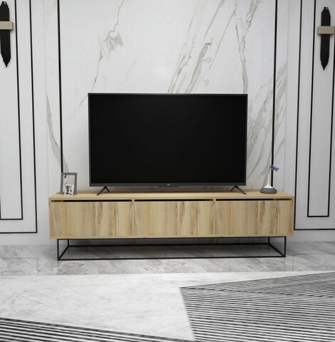Comoda TV, Kalune Design, Kordon 180, 180x50x40cm, Simțit / Negru