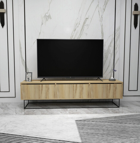 Comoda tv, kalune design, kordon 180, 180x50x40 cm, pâslă / negru 