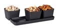 Set 3 boluri servire cu suport, Wenko, Snack & Dip, 300 ml, ceramica, negru