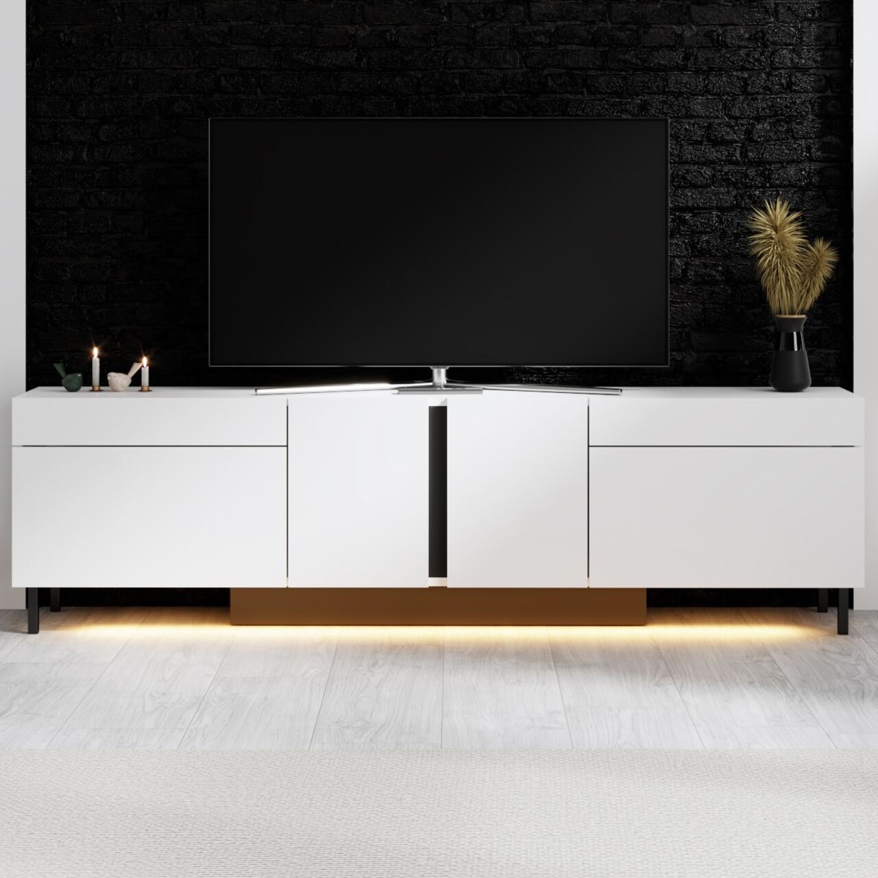 Comoda TV, Hanah Home, Paris, 180x50x32 cm, Alb - imagine 2